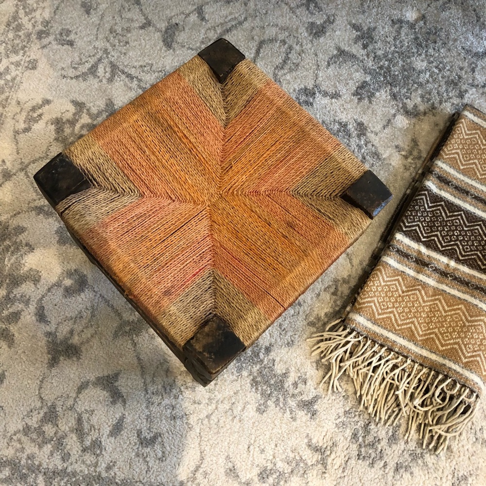 Vintage Wood and twine stool